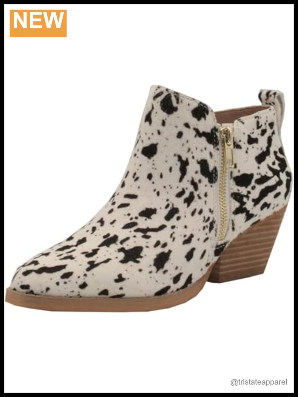 Genuine Haircalf Ankle Booties with Double Metal Zippers